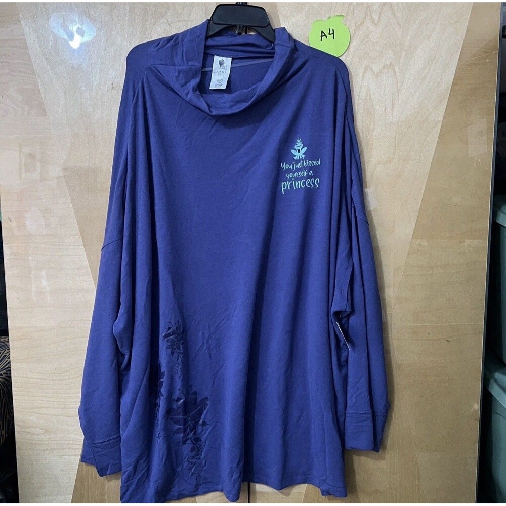 Disney Womens Long Sleeve Shirt 3X Triple Extra Large Purple Tiana Princess New